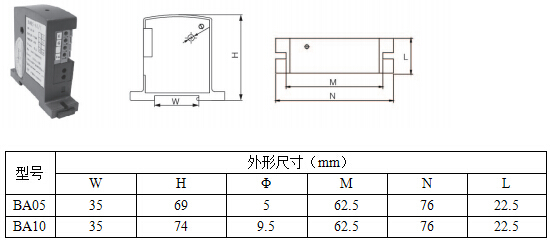 交流电流传感器 BA20-AI/I 0-200A直接输入 安科瑞品牌产品